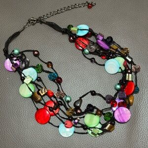 Premier Designs Necklace Artistic Jewelry Shells beads multi strand 9’ 0776 P
